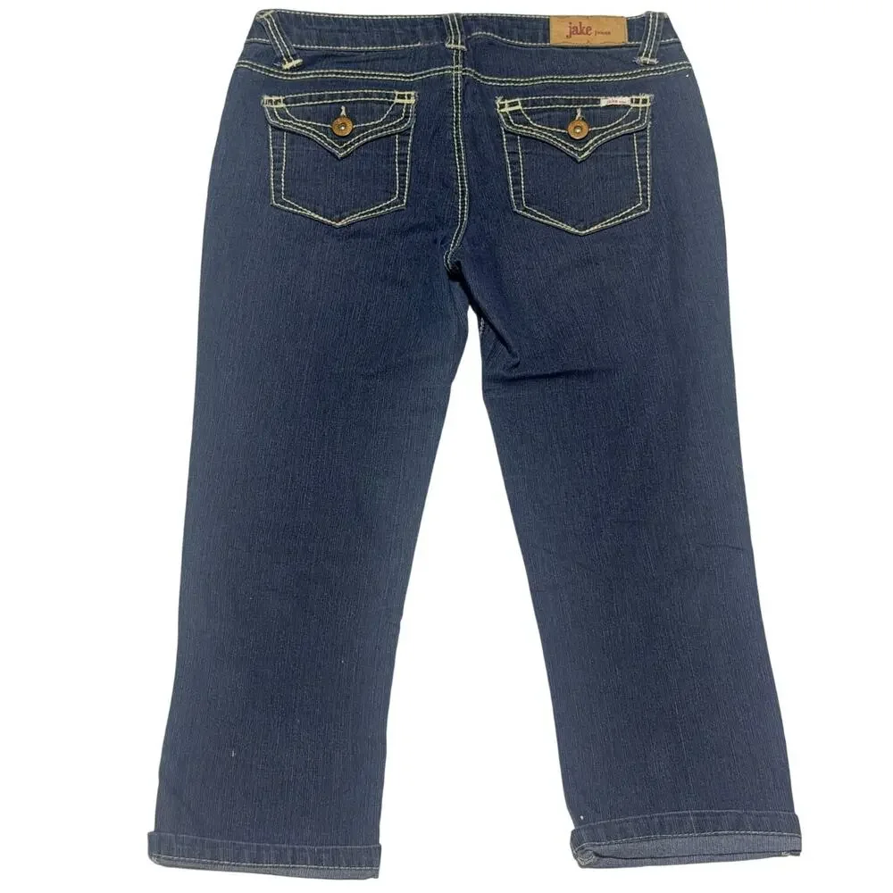 Jake Girls Dark Wash Stretch Denim Cropped Jeans Size 9 - Picture 6 of 9